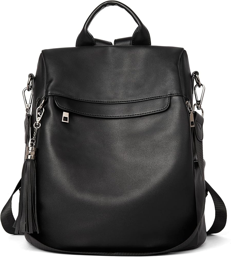BROMEN Backpack Purse for Women Leather Anti-theft Travel Backpack Fashion Shoulder Bag Black | Amazon (US)