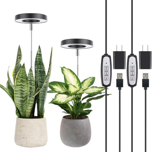 LORDEM Plant Grow Light, Full Spectrum LED Plant Light for Indoor Plants, Growing Lamp with Auto On/Off Timer, 4 Dimmable Brightness, 2 Packs of Black | Amazon (US)