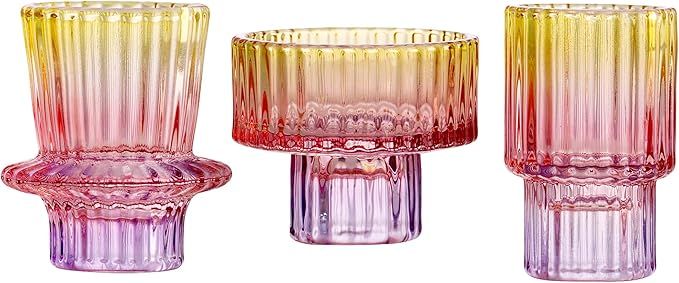 Lysenn Colored Glass Candle Holders for Pillar Candles, Taper Candles, Tealight Candles - Premium... | Amazon (US)