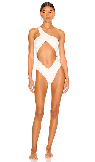 Asymmetrical Cross Over One Piece in Off White | Revolve Clothing (Global)