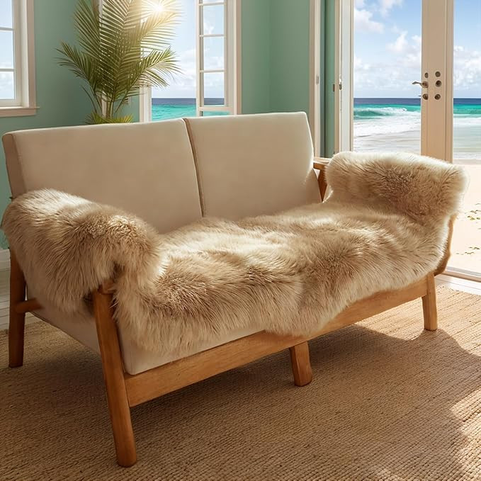 Fluffy Patchwork Sheepskin Rug with Little Patches, Fuzzy Shaggy Fur Genuine Wool Area Carpet for... | Amazon (US)