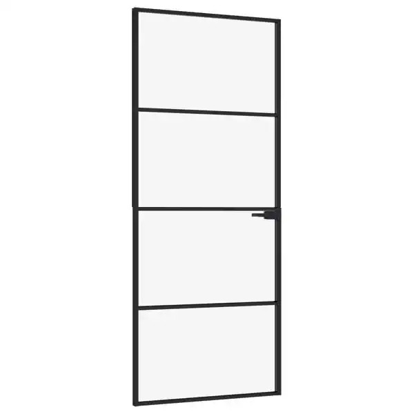 vidaXL Interior Door Black Tempered Glass&Aluminum Slim - 32.7" x 79.3" 1 | Bed Bath & Beyond