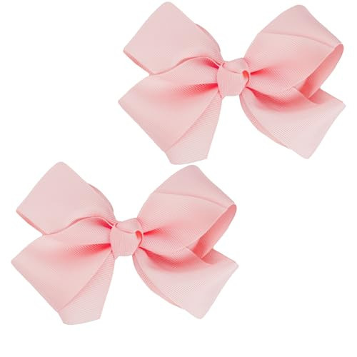 3 Inch Grosgrain Bow for Little Girls- Set of 2, Light Pink | Amazon (US)