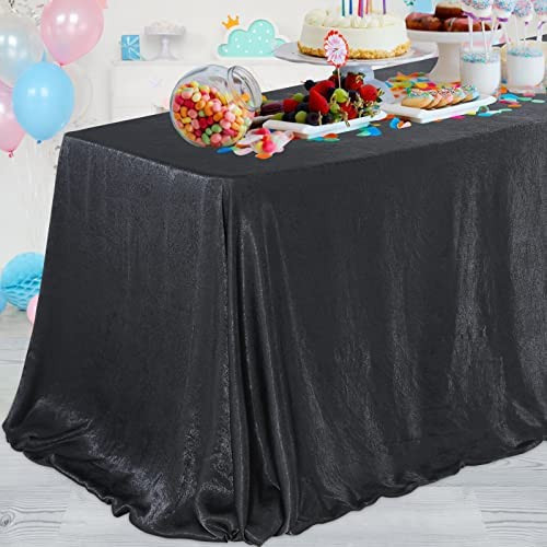 Black Rectangle Tablecloth Velvet Table Clothes 90x132 inch Wrinkle Resistant Table Cover for Partie | Amazon (US)