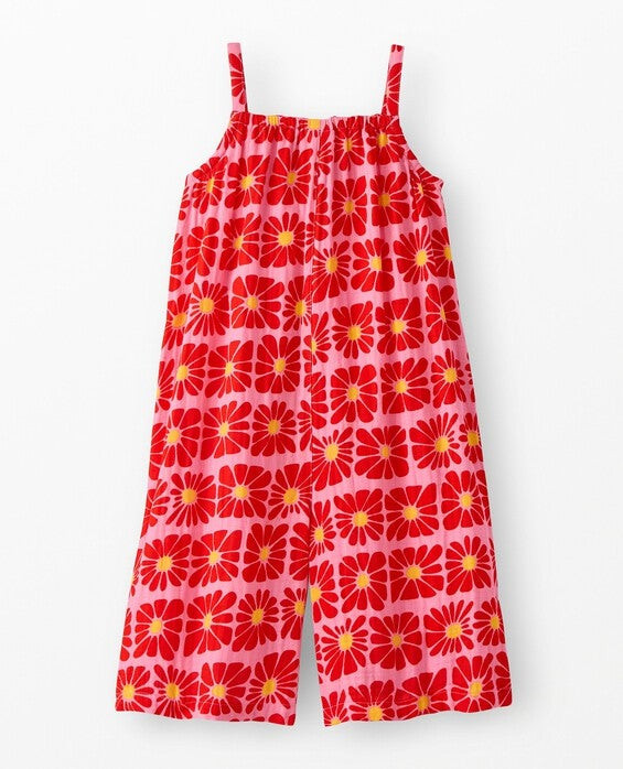 Girls' Funky Floral On Azalea Pink Sleeveless Muslin Culotte Jumpsuit in 100% Cotton - Size Big Kids 8 by Hanna Andersson | Hanna Andersson