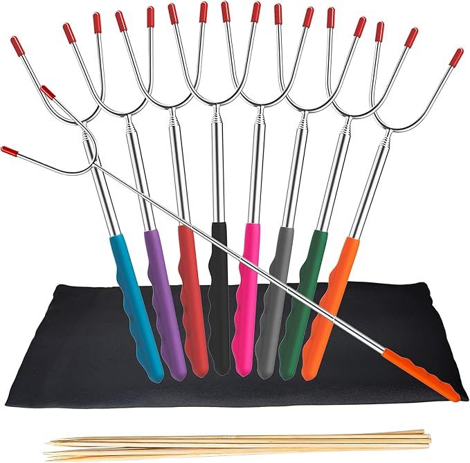 Amazon.com: Marshmallow Roasting Sticks, Set of 8 Extra Long 45" Smores Sticks & Multicolor Smore... | Amazon (US)