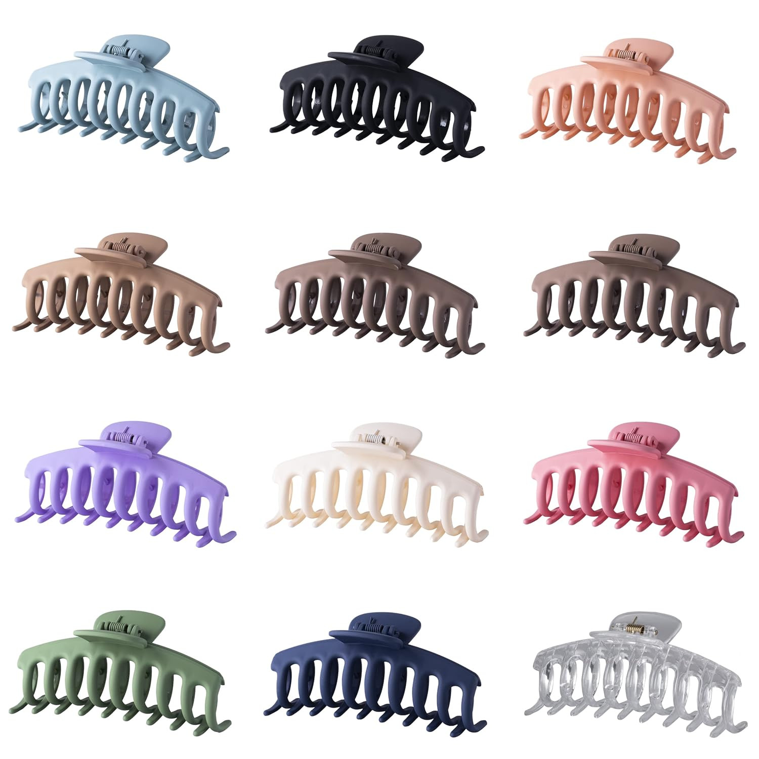 12 Pack Big Hair Claw Clips for Women, Matte Large Strong Hold Jaw Clip, Hair Clips Barrettes for... | Amazon (US)