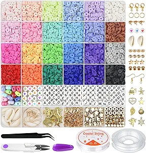 Gionlion 6000 Pcs Clay Beads for Bracelet Making, 24 Colors Flat Round Polymer Clay Beads 6mm Spa... | Amazon (US)