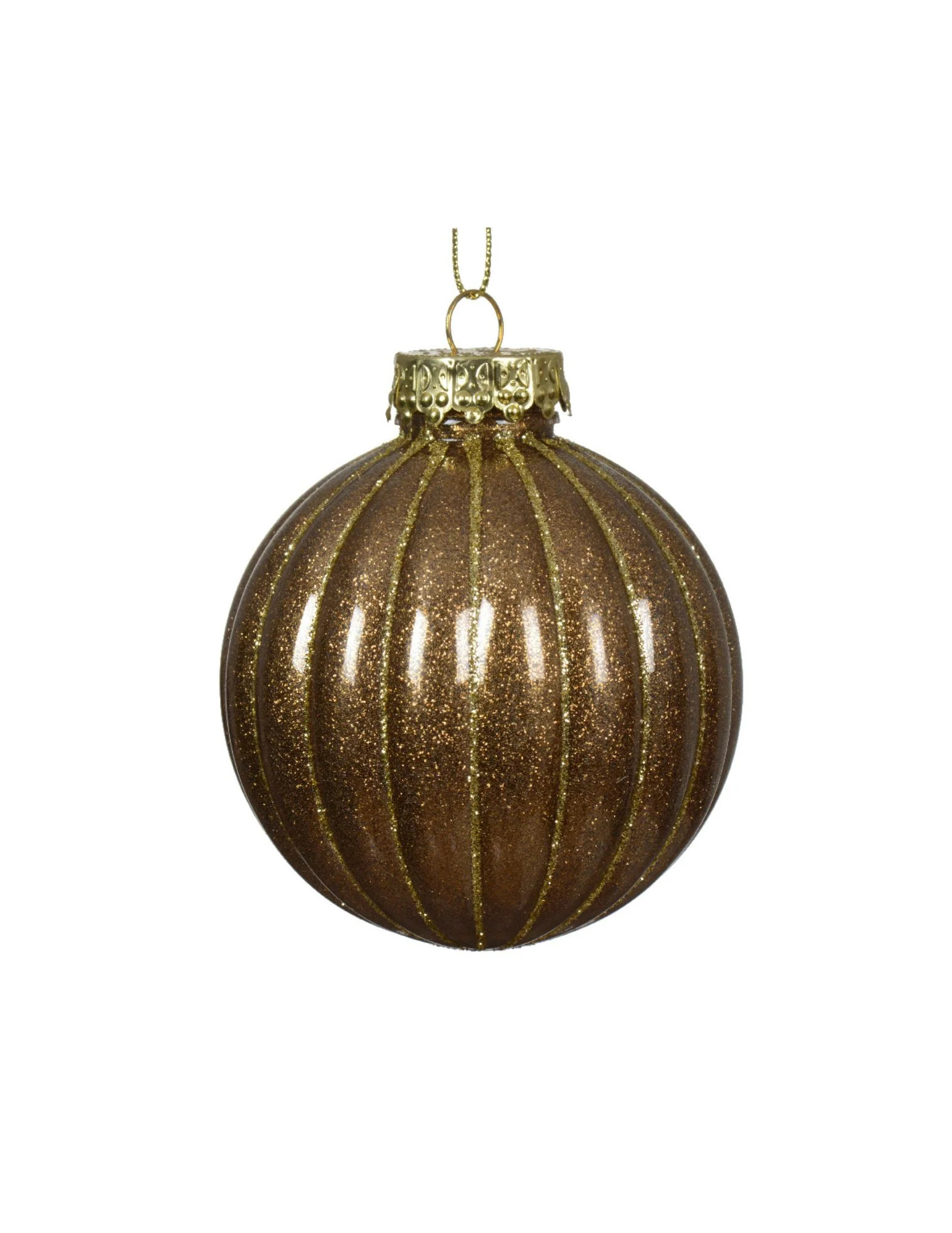 Pecan Glitter Ball Ornament | Gatehouse No.1