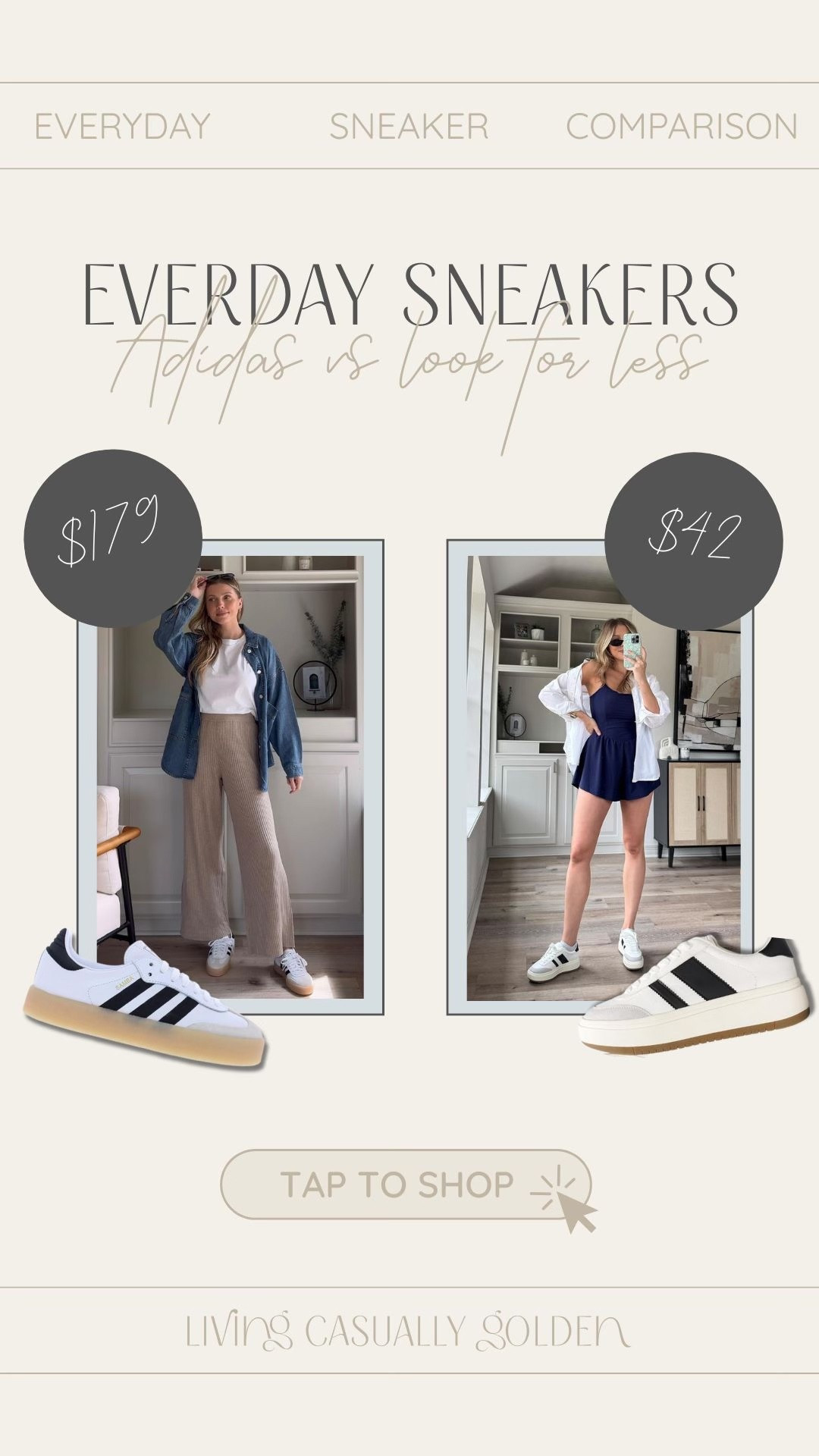 My favorite everyday sneakers! I own both of these pairs, but honestly the look for less is just as good 😜 tts.

#LTKShoeCrush #LTKStyleTip