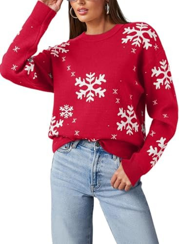 Dokotoo Sweaters for Women Casual Crewneck Long Sleeve Floral Print Cable Knit Pullover Sweater T... | Amazon (US)