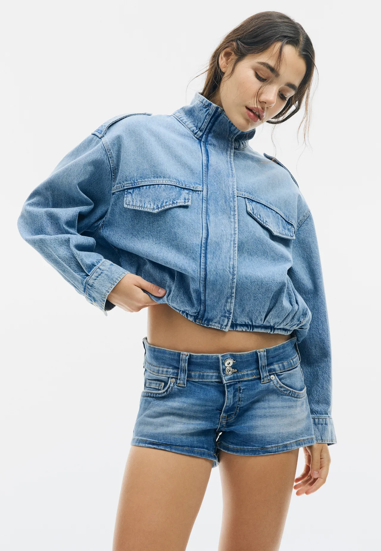 Balloon denim jacket - Women's Jackets | Stradivarius United Kingdom | Stradivarius (UK)