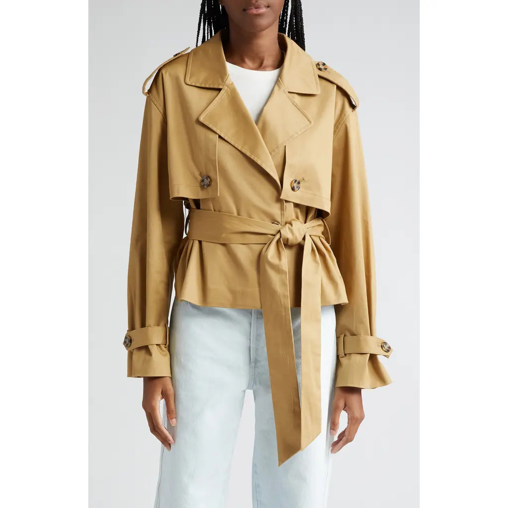 Favorite Daughter The Charles Crop Trench Coat in Sand at Nordstrom, Size Large | Nordstrom