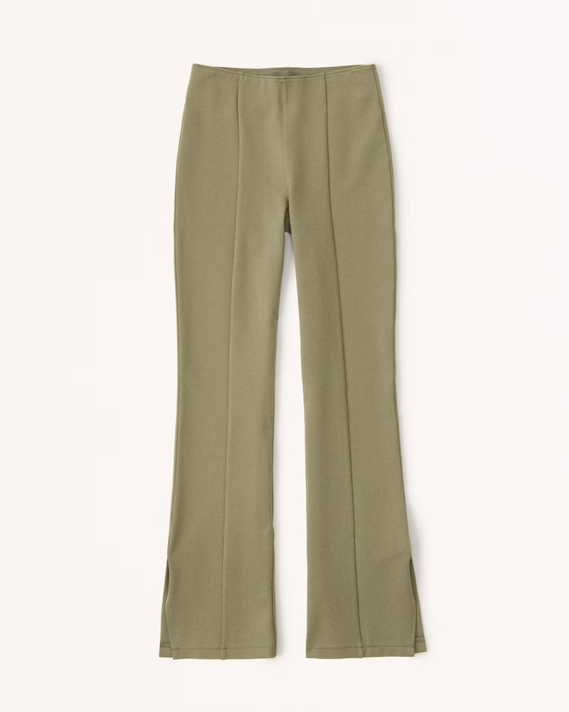 Ponte Front Split-Hem Flare Pants | Abercrombie & Fitch (US)