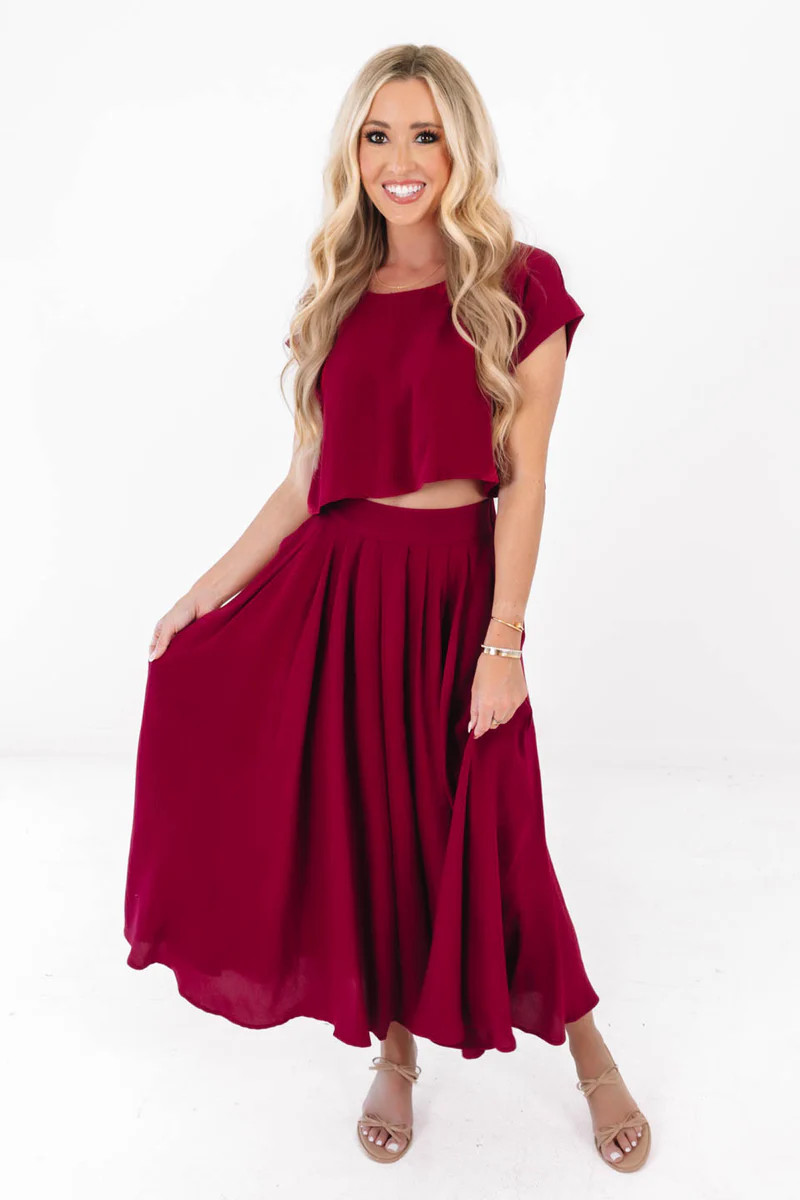 Star Gazer Crop Top - Burgundy | The Impeccable Pig