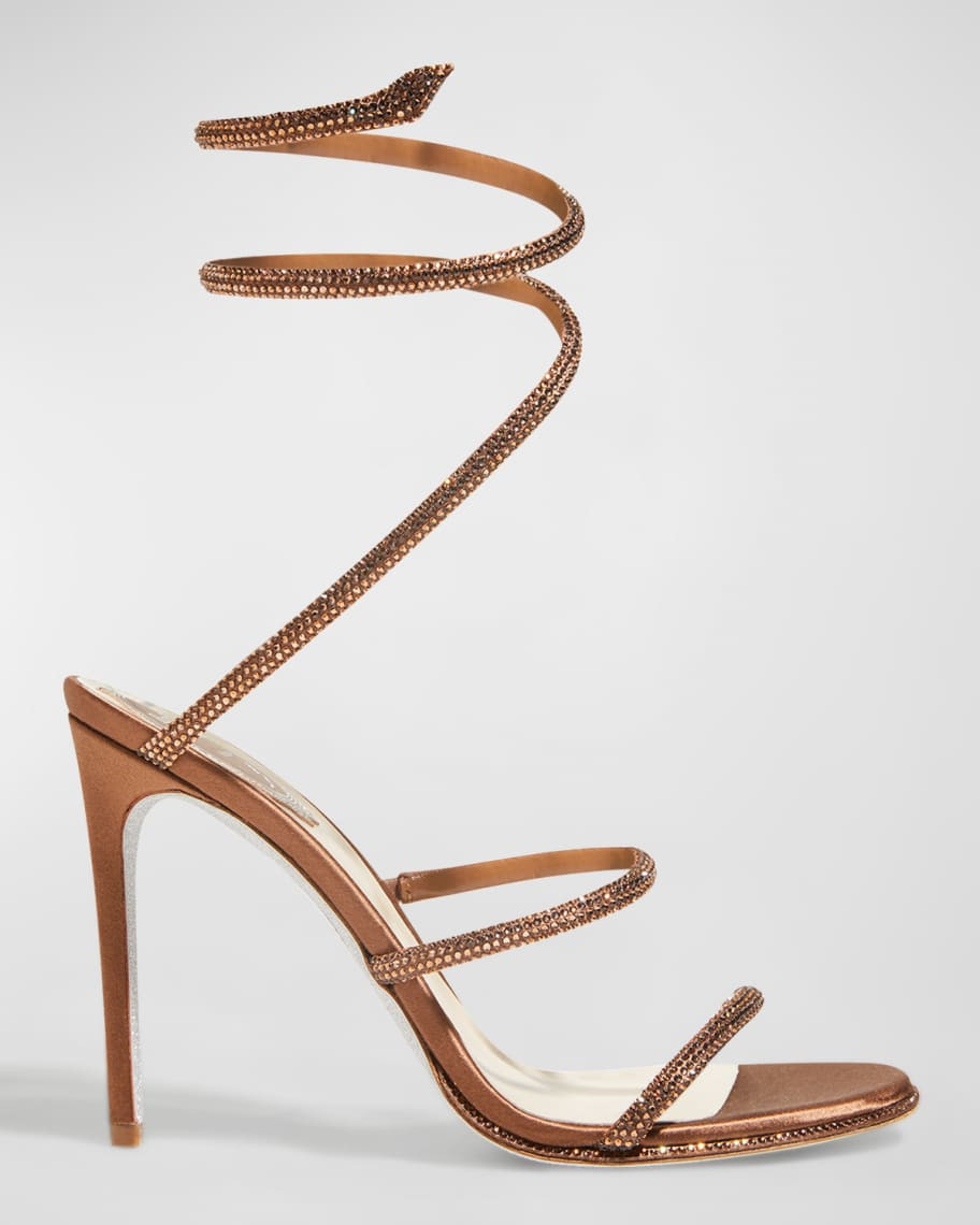 Rene Caovilla Snake-Wrap Strass Stiletto Sandals | Neiman Marcus