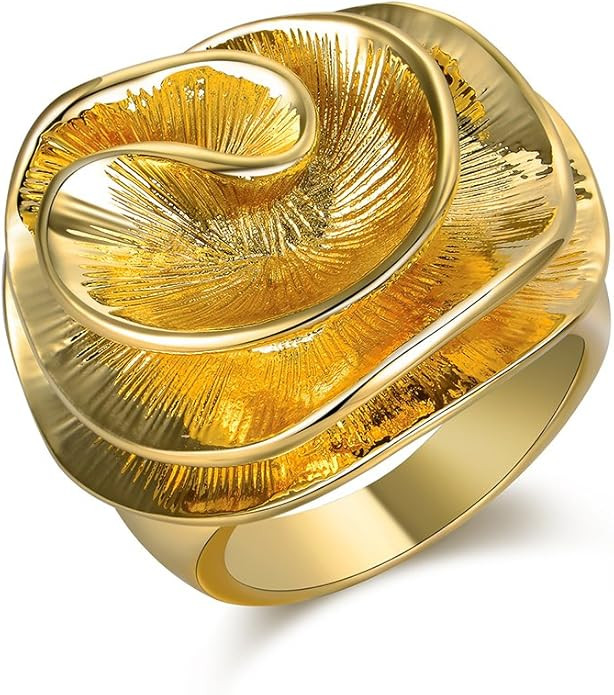 Mytys Cocktail Rings for Women Fashion 18K Gold Plated & Silver Flower Statement Ring Wedding Eng... | Amazon (US)