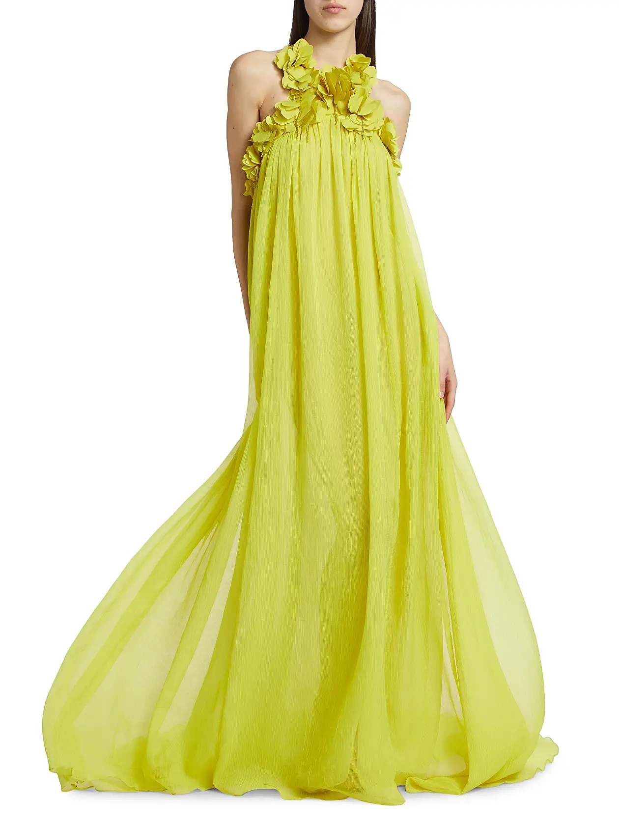 Floral Appliqué Chiffon Gown | Saks Fifth Avenue