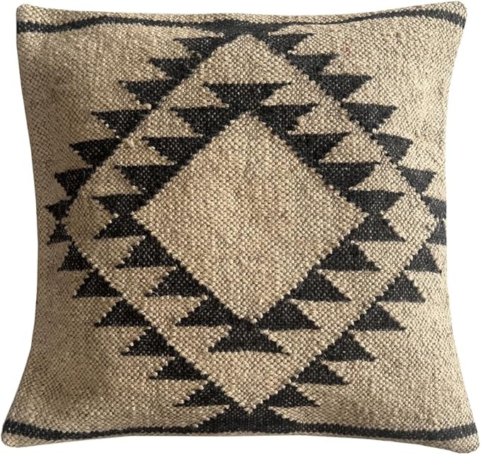 Indian Vintage Kilim Hand Loom Cushion Cover 18X18 Pillows Boho Ethnic Shams Jute Pillow Cases Ru... | Amazon (US)