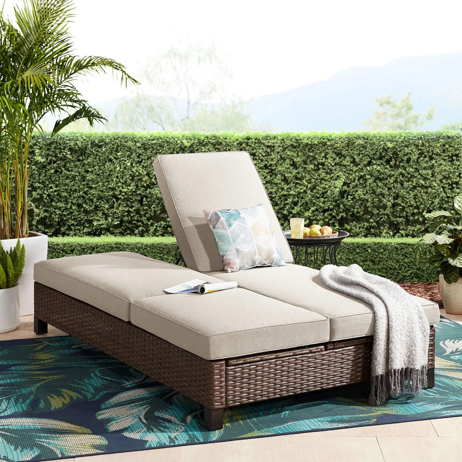 Better Homes & Gardens Brookbury Outdoor Double Chaise Lounge, Beige | Walmart (US)