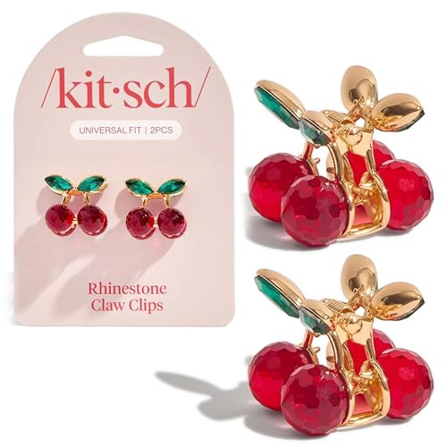 Kitsch Cherry Small Hair Clips for Women – Rhinestones Small Claw Clips | Electroplated Metal Springs and Anti-Rust Finish | Strong Hold for Updo and Cute Half Up Styles | Ideal Gifts for Women - 2pcs | Amazon (US)