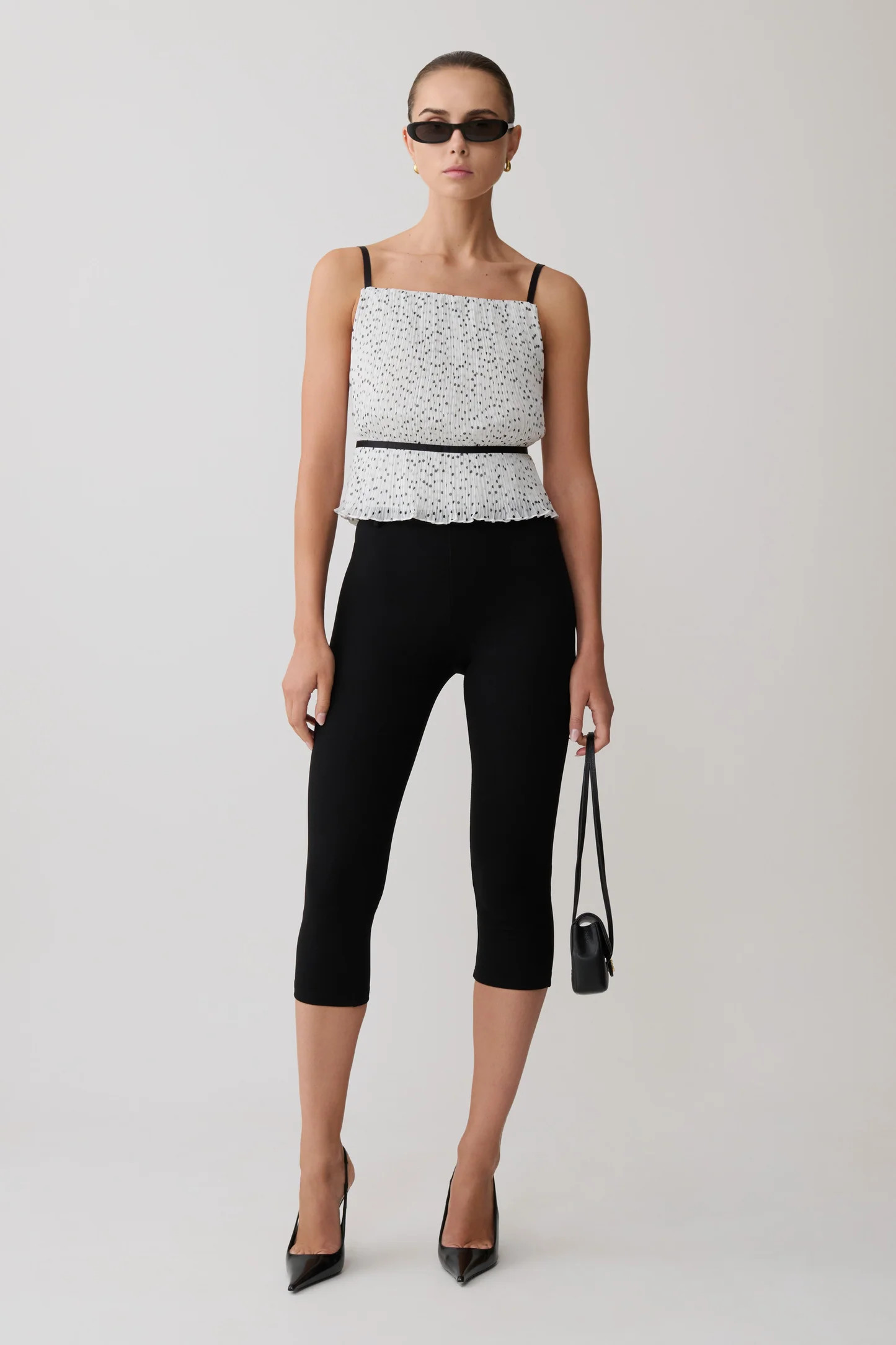 Pleated Sleeveless Top - Polka Dot | MESHKI US