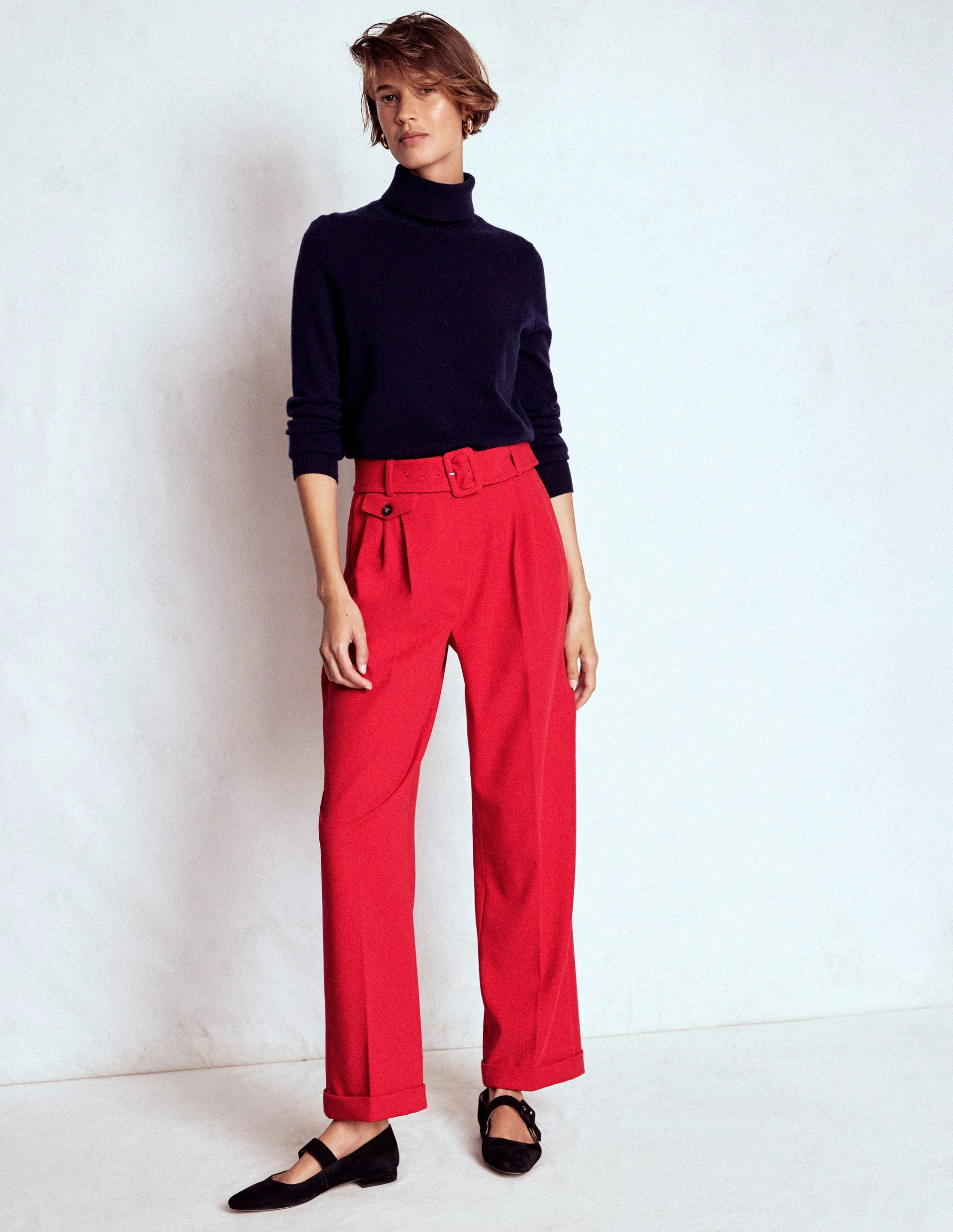 Pleat Front Pants-Chilli Pepper | Boden (US)