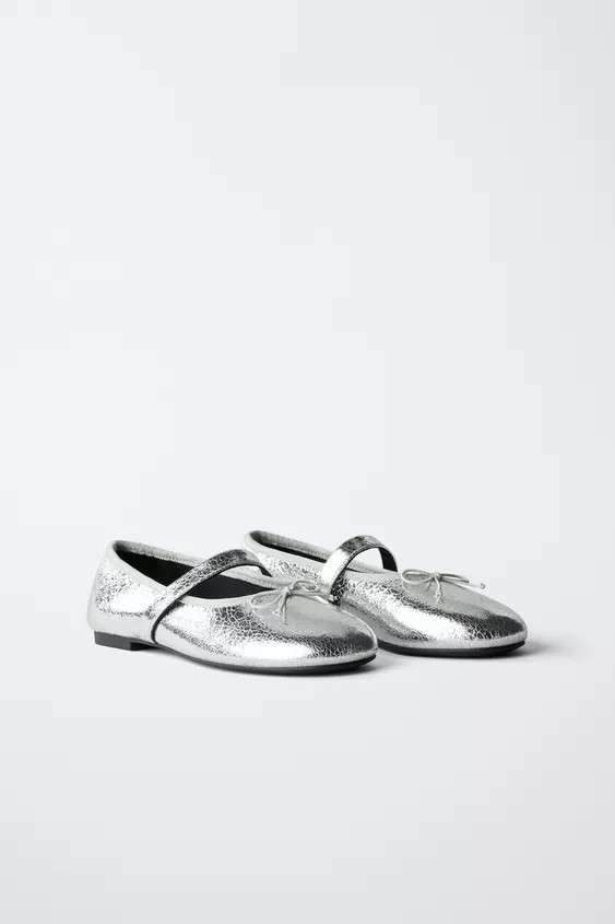 METALLIC BALLET FLATS | Zara US