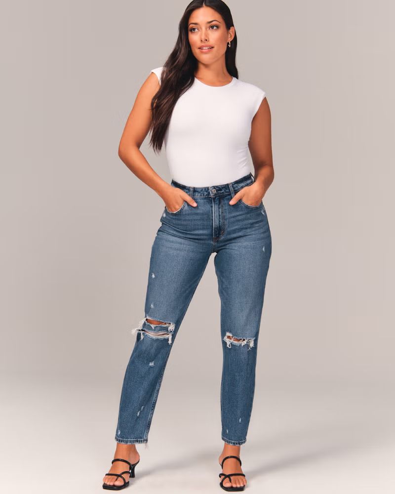 Women's Curve Love High Rise Mom Jeans | Women's Bottoms | Abercrombie.com | Abercrombie & Fitch (US)