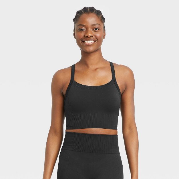 Women's Light Support Seamless Ribbed Square Neck Bra - All in Motion™ | Target