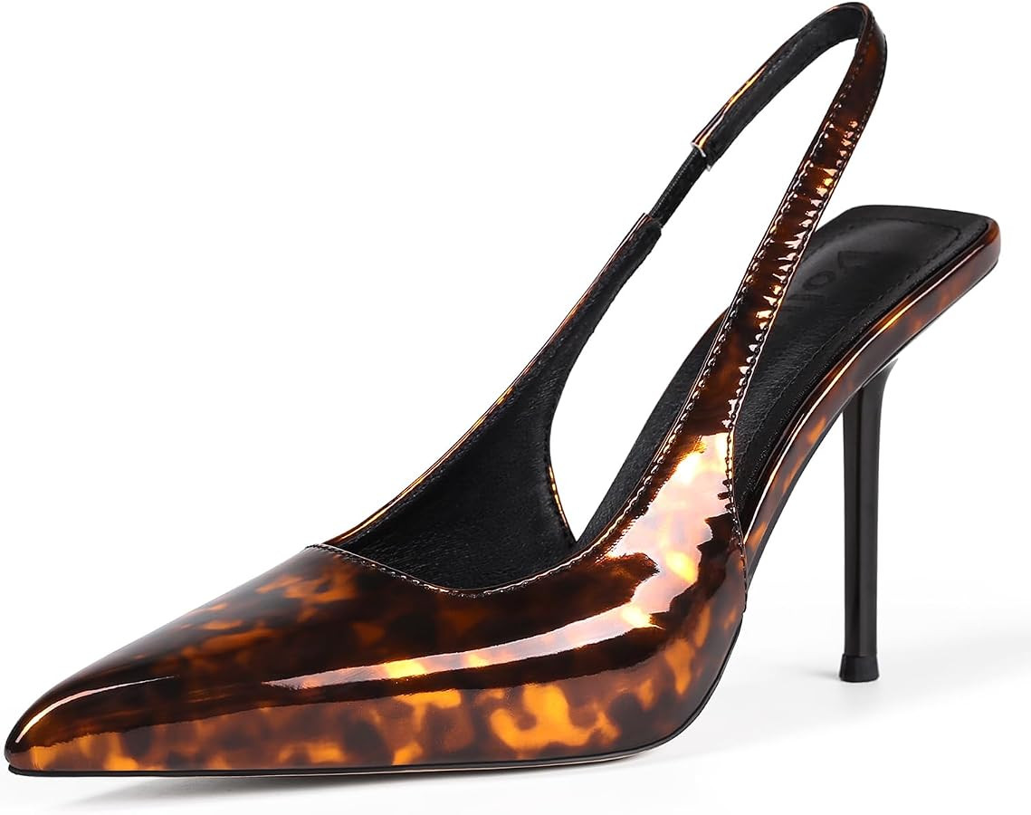 Pointed Toe Slingback Heels for Women High Stiletto Pumps Comfortable Closed Toe Backless Dress S... | Amazon (US)
