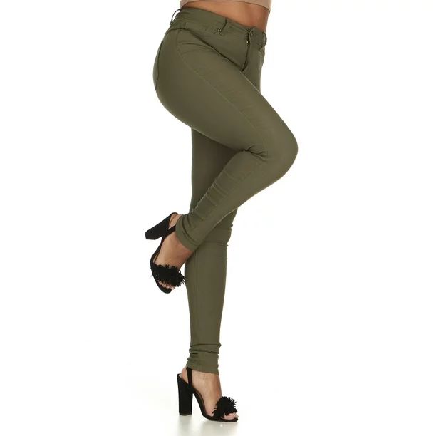 High Waisted Ultra Skinny Cigarette  Slim Fit Extra Stretch Junior Pants Jeans Size 9 in Olive G... | Walmart (US)