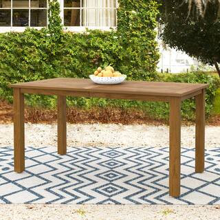 LUE BONA 60.in Teak 6-Person Plastic Wood Indoor-Outdoor Compatible Rectangular Outdoor Dining Ta... | The Home Depot