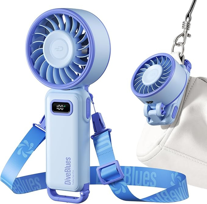 Diveblues Portable Turbo Fan, 100 Speed Handheld Fan with Strong Airflow, Foldable 4 in 1 Persona... | Amazon (US)