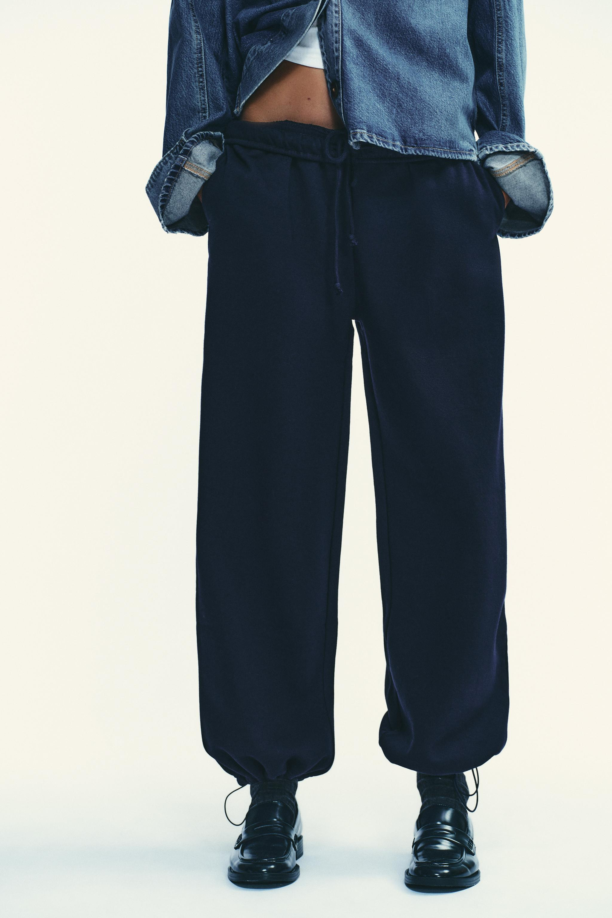 BASIC STRAIGHT-LEG PLUSH PANTS WITH ADJUSTABLE HEM | Zara US