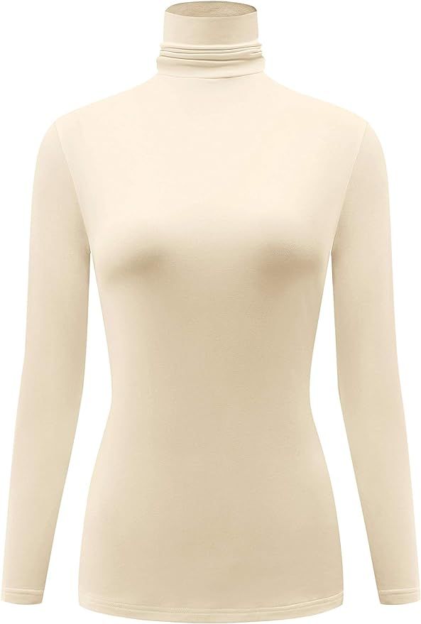 KLOTHO Casual Turtleneck Tops Lightweight Long Sleeve Soft Thermal Shirts for Women | Amazon (US)