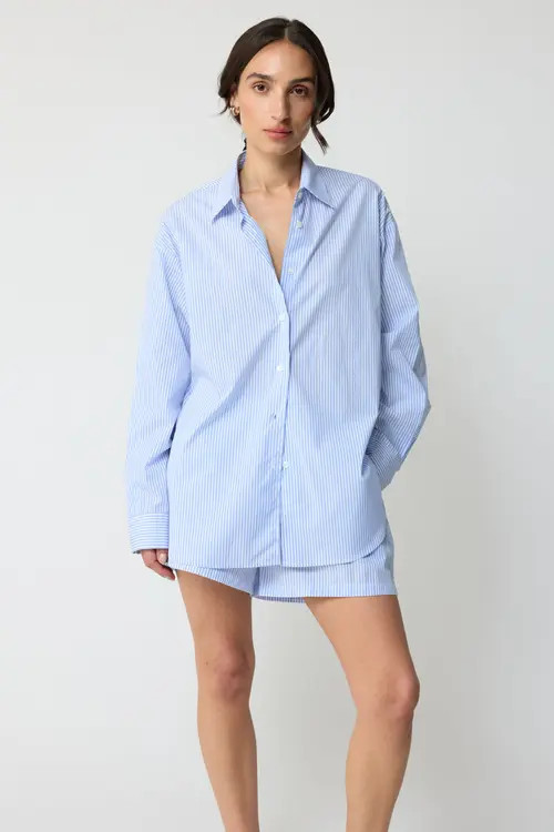 Almina Concept Oversized Cotton Shirt in Craie Blue Stripe at Nordstrom, Size X-Small L | Nordstrom