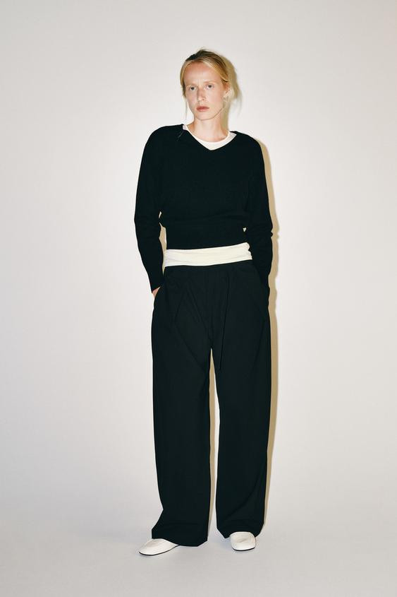 Zara - Zw Collection Pleated Trousers - Black - Xs - Woman | Zara US