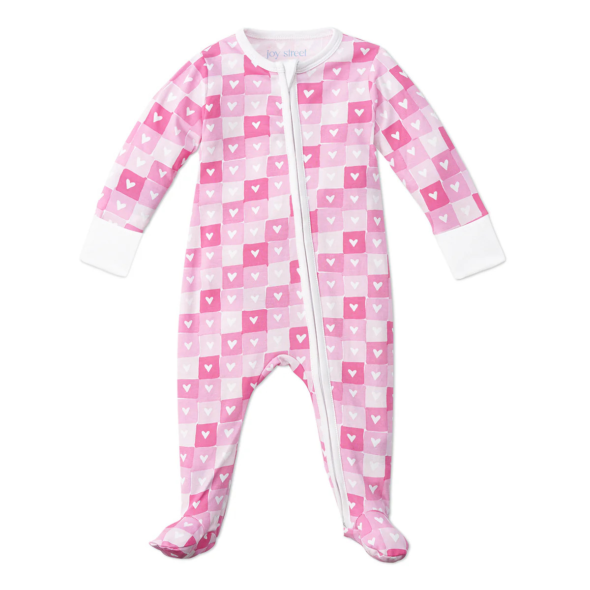 Block Hearts Zip Baby Onesie | Joy Street Kids LLC