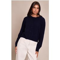 Navy Round Neck Knit Cardigan Sweater | PrettyLittleThing US