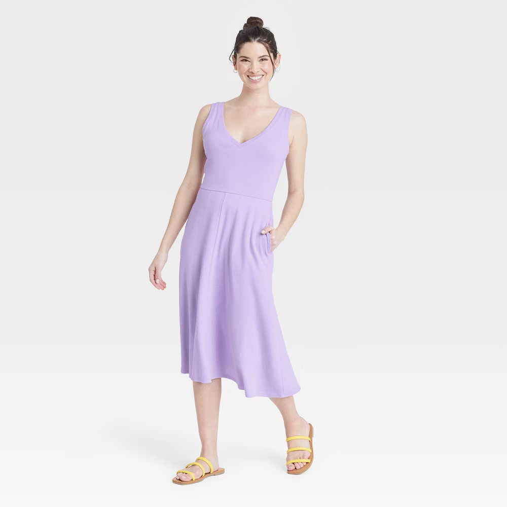 Women's Sleeveless Rib Knit Ballet Dress - A New Day Purple XS | Target