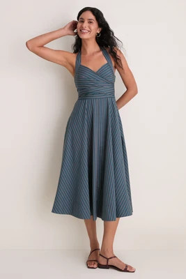 Carbon Blue Multi Stripe Magnolia Halter Dress | Tuckernuck (US)