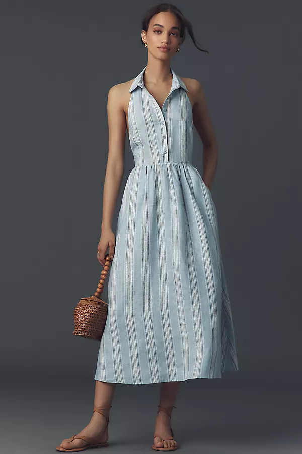 Reformation Tace Linen Midi Shirt Dress | Anthropologie (US)