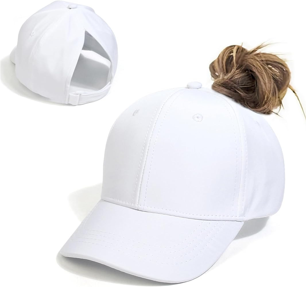 Girls Backless Cap Ponytail Hat High Messy Bun Baseball Caps Adjustable Sport Hat for Curly Hair ... | Amazon (US)