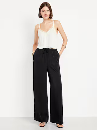 High-Waisted Satin Wide-Leg Pants | Old Navy (US)