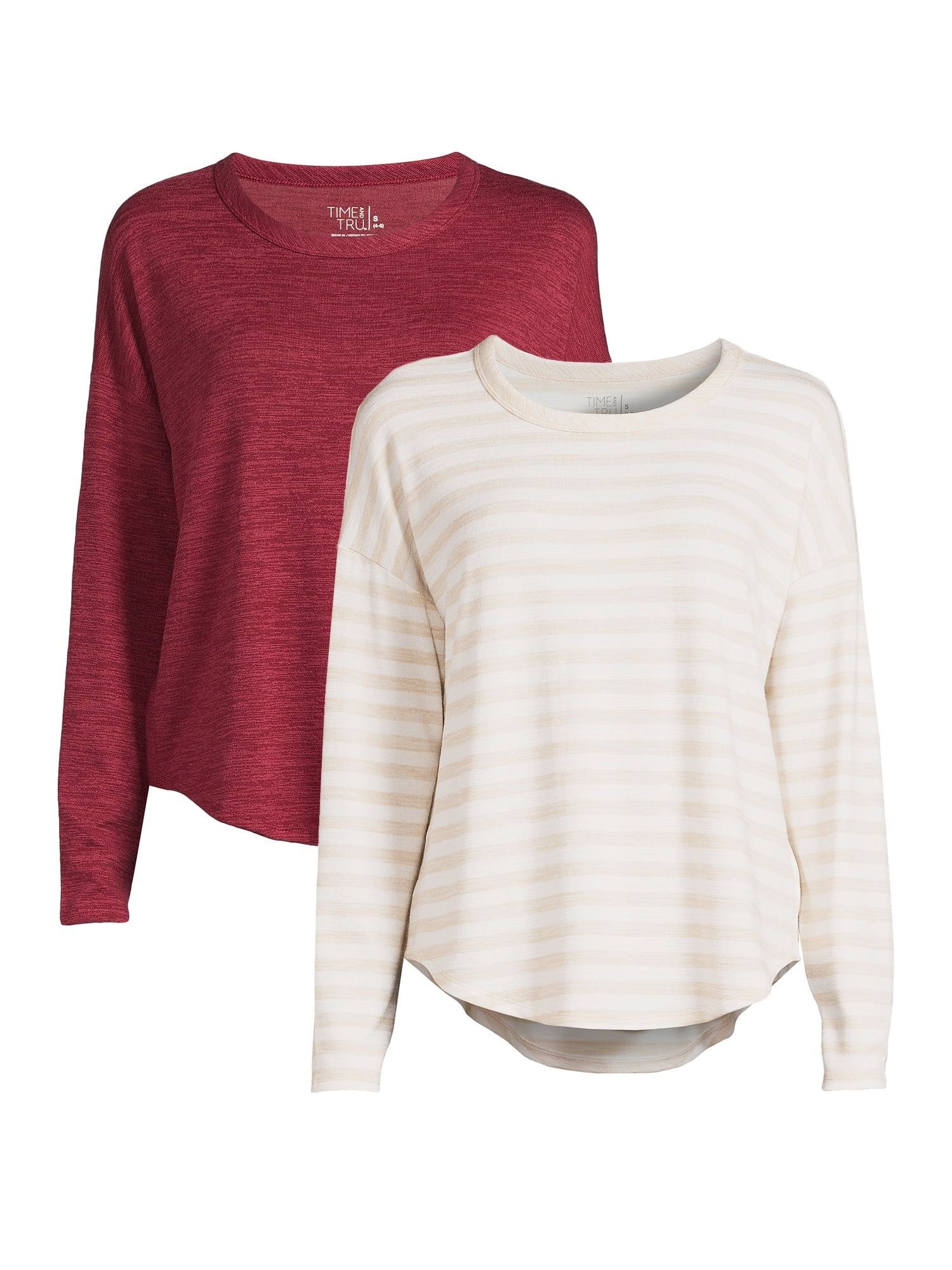 Time and Tru Women's Long Sleeve Hacci Top (2 Pack) | Walmart (US)