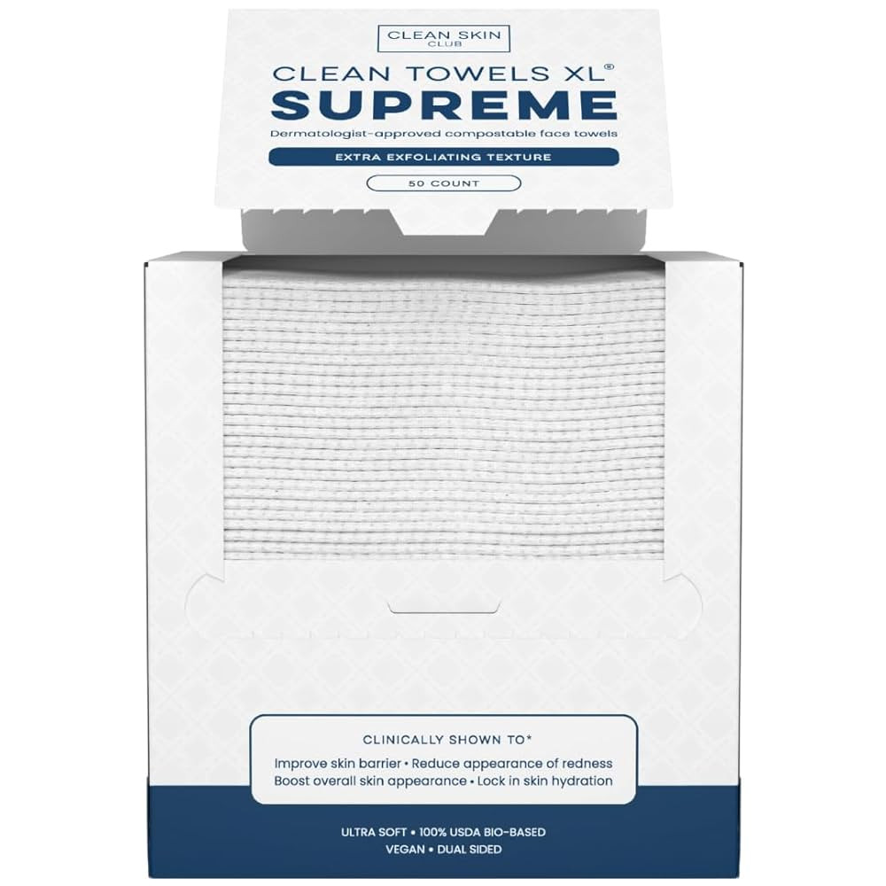 Clean Skin Club Clean Towels XL® Supreme, 100% USDA Biobased Face Towel, Disposable Face Towelet... | Amazon (US)
