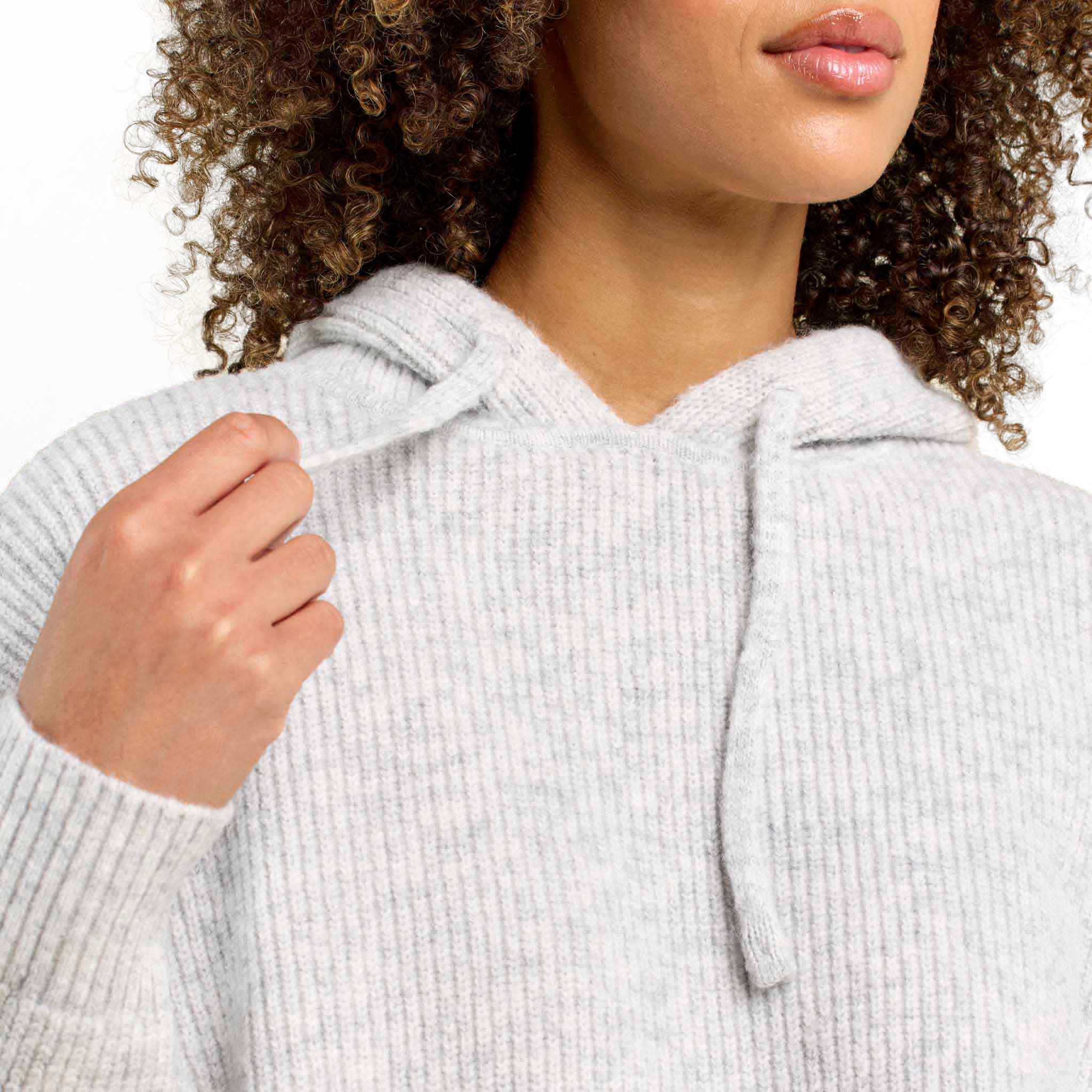 Cozy Knit Ribbed Sweater Hoodie | Charcoal | Nuuds US