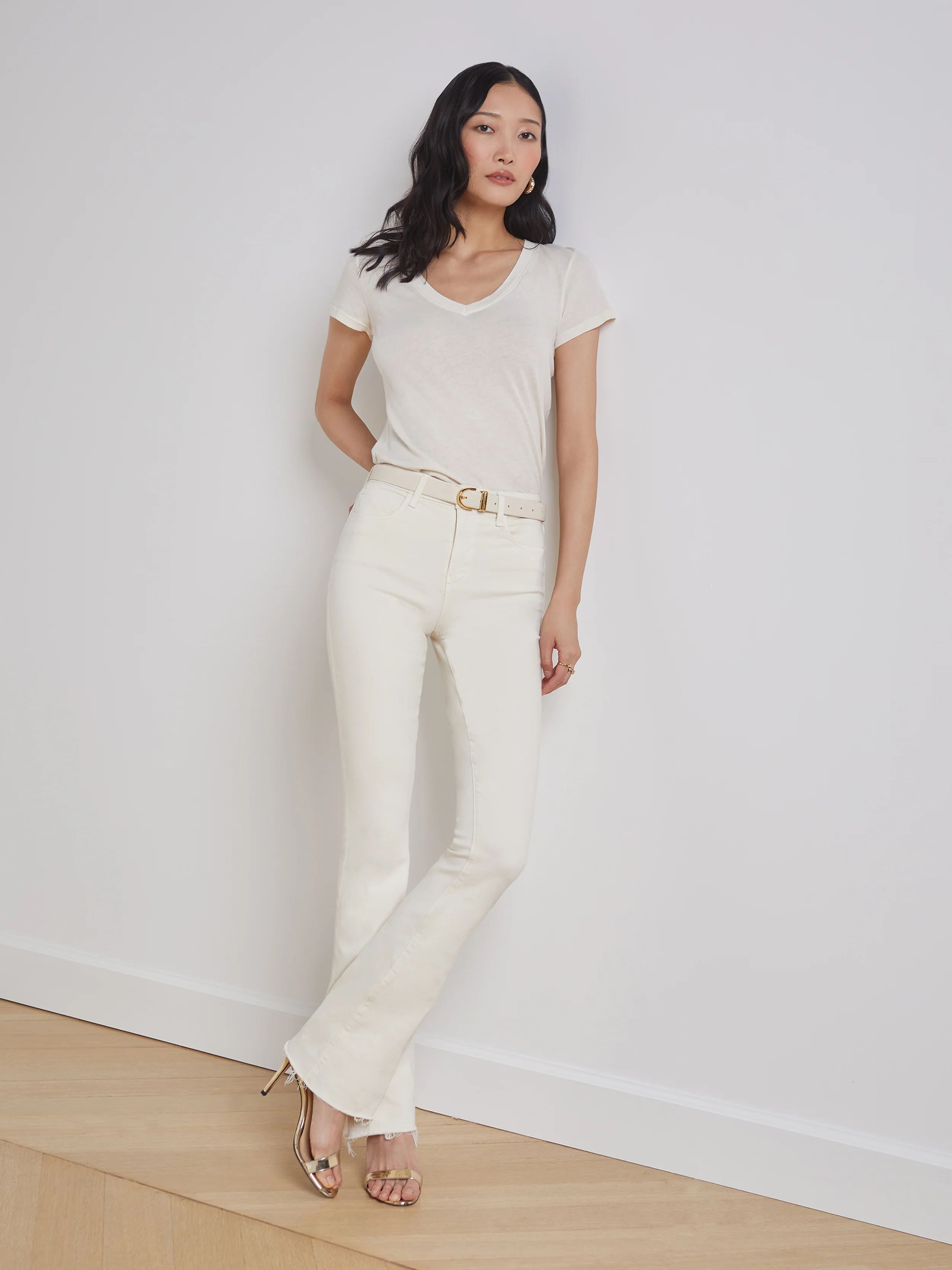 L'AGENCE Ruth High-Rise Straight-Leg Jean In Vintage White | L'Agence