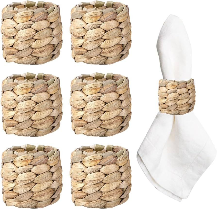 APTWOW Christmas Napkin Rings, Hand-Woven Farmhouse Napkin Rings for New Year Eve, Fall Rustic Na... | Amazon (US)